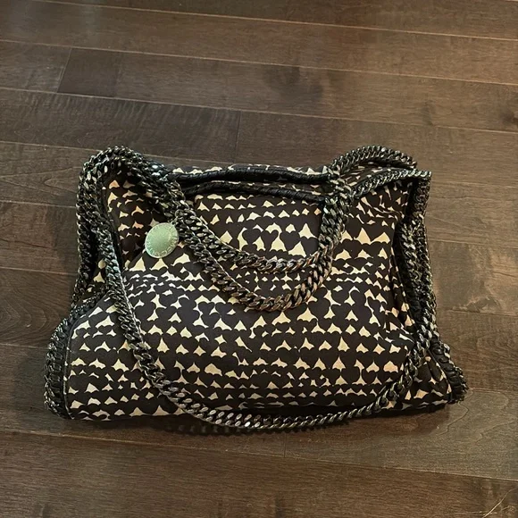 Stella McCartney Rare Falabella in Cream, Black Hearts Canvas, 2014 limited run